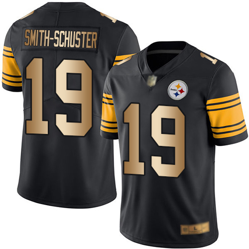 Men Pittsburgh Steelers Football #19 Limited Black Gold JuJu Smith Schuster Rush Vapor Untouchable Nike NFL Jersey